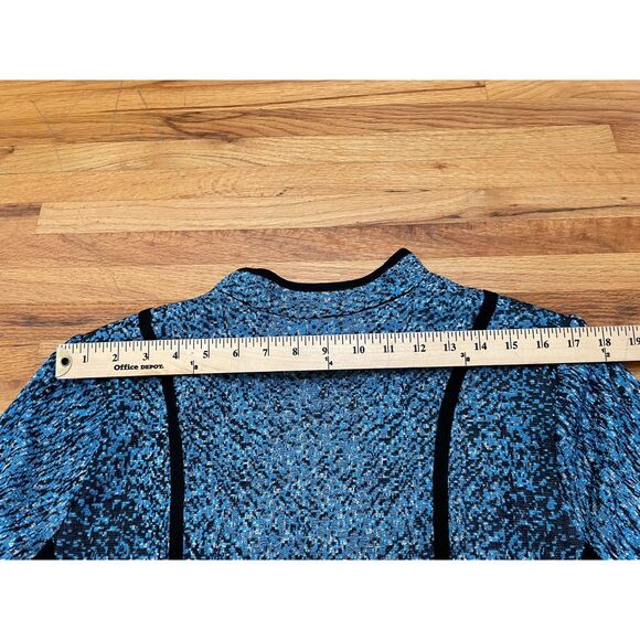 Ming Wang Women's L Blue Jacket Acrylic Suit Knit Textured Zip-Up Office Church - Picture 7 of 8